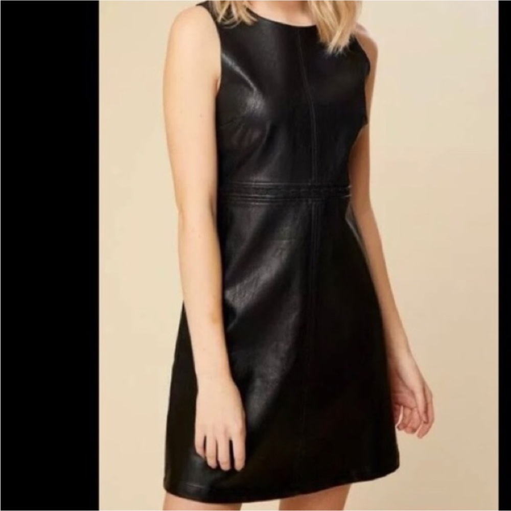 Altar'd State Black Faux Leather High-Low Dress